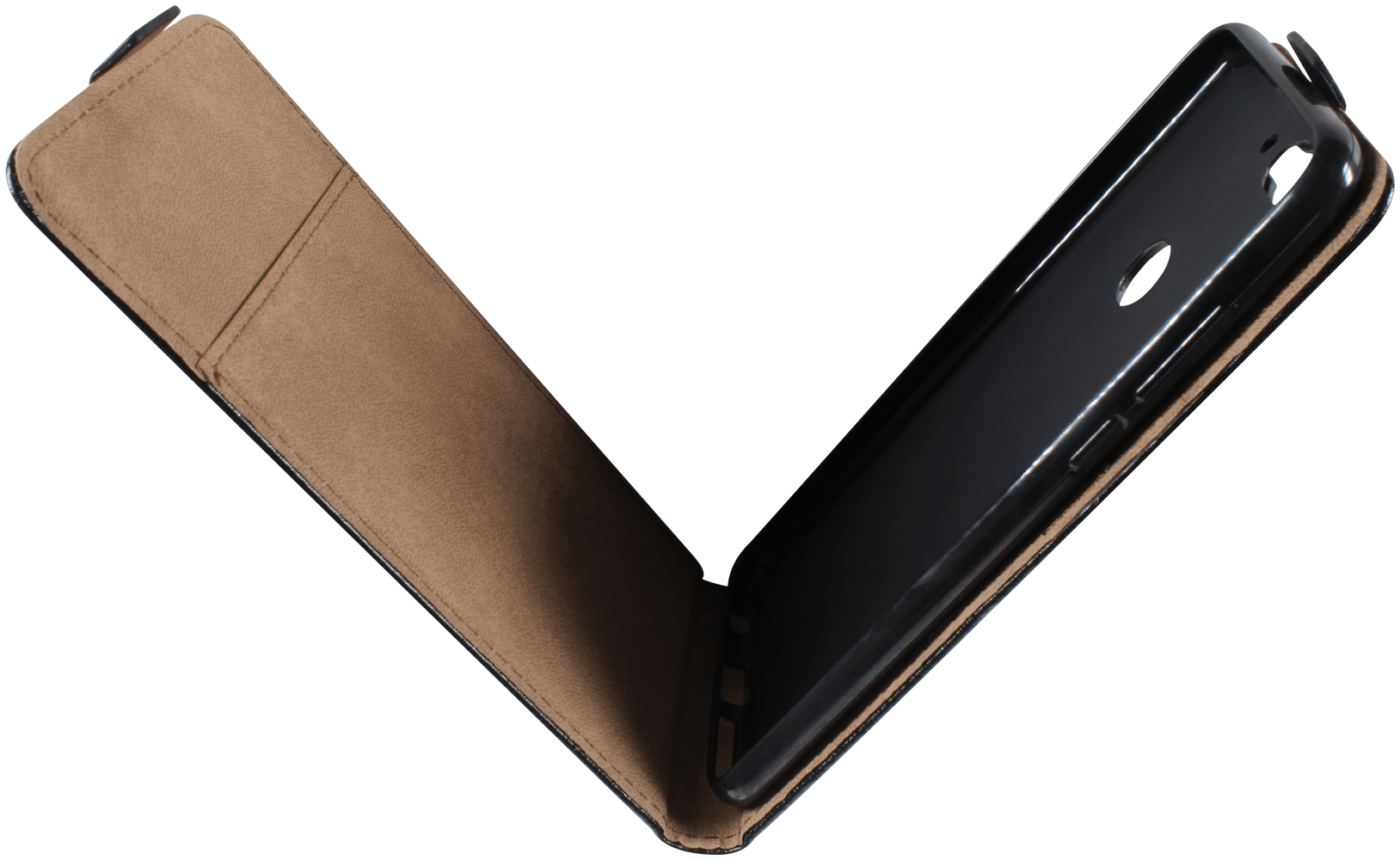 Huawei Y7 Prime 2018 lenyíló flipes bőrtok fekete
