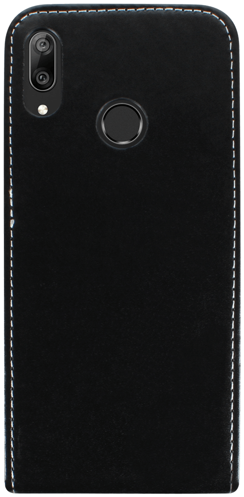 Huawei Y7 2019 lenyíló flipes bőrtok fekete