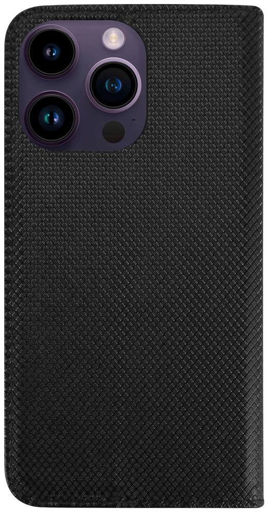 Apple iPhone 14 Pro Max oldalra nyíló flipes bőrtok rombusz mintás fekete