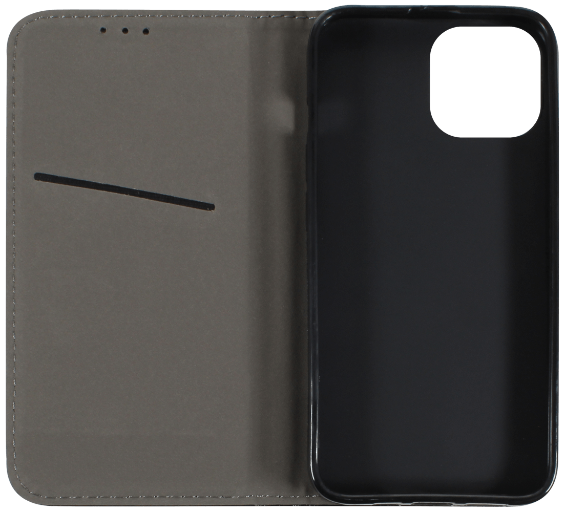 Apple iPhone 14 oldalra nyíló flipes bőrtok rombusz mintás fekete