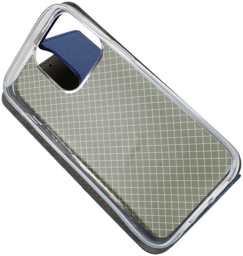 Apple iPhone 14 Pro oldalra nyíló flipes bőrtok rombusz mintás sötétkék