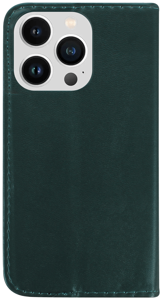 Apple iPhone 14 Pro oldalra nyíló flipes bőrtok asztali tartó funkciós sötétzöld
