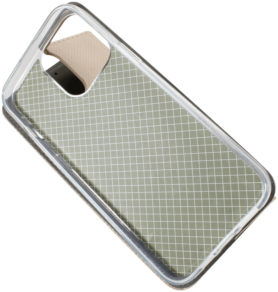 Apple iPhone 14 Pro Max oldalra nyíló flipes bőrtok rombusz mintás arany