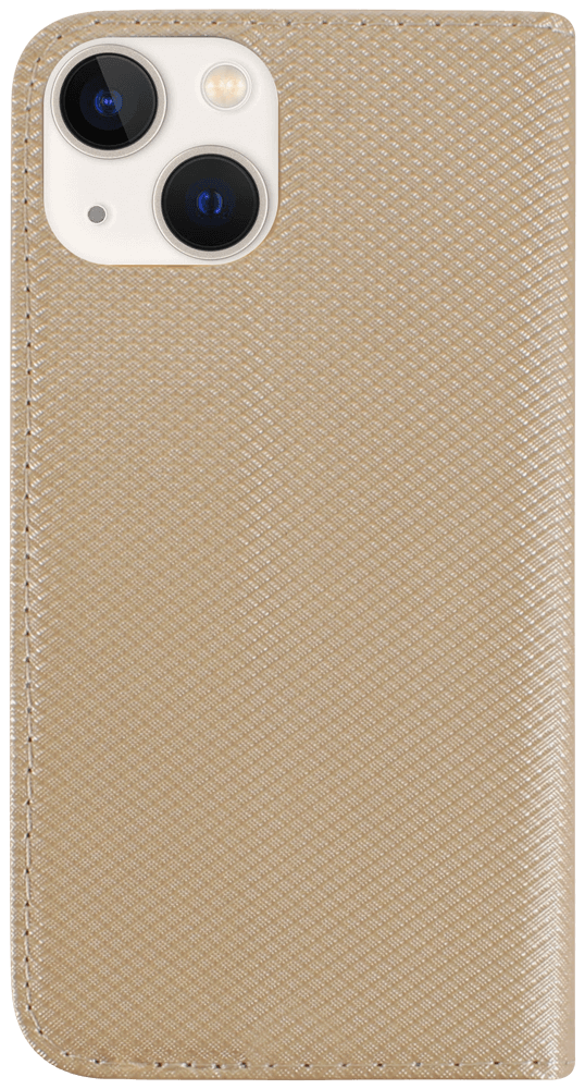 Apple iPhone 14 oldalra nyíló flipes bőrtok rombusz mintás arany