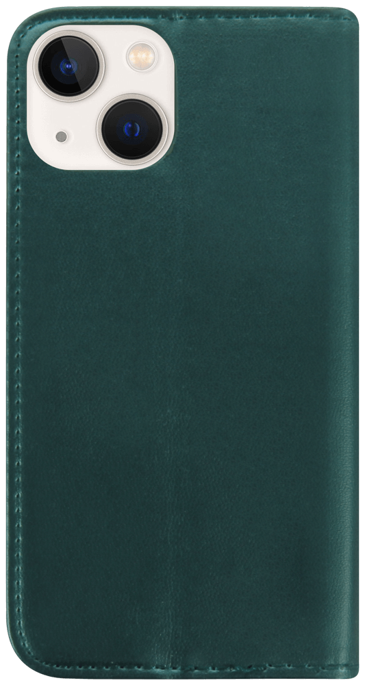Apple iPhone 14 oldalra nyíló flipes bőrtok asztali tartó funkciós sötétzöld