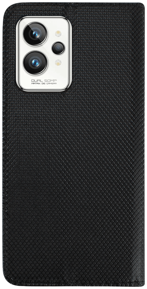Realme GT2 Pro oldalra nyíló flipes bőrtok rombusz mintás fekete