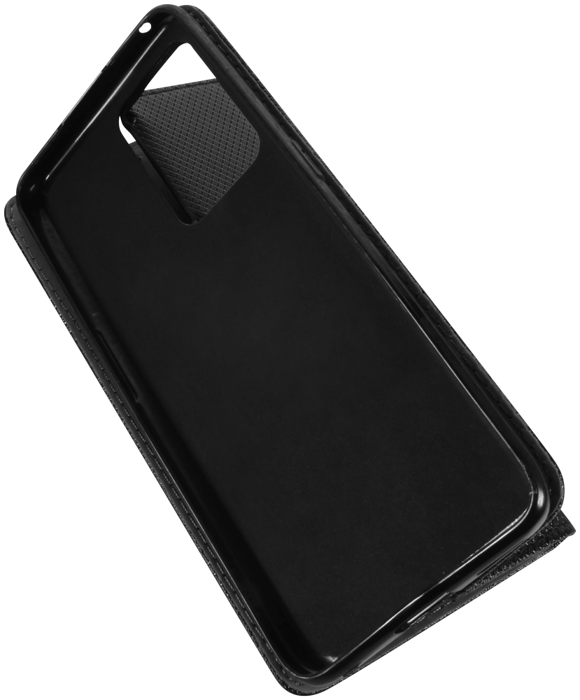 Realme GT2 Pro oldalra nyíló flipes bőrtok rombusz mintás fekete