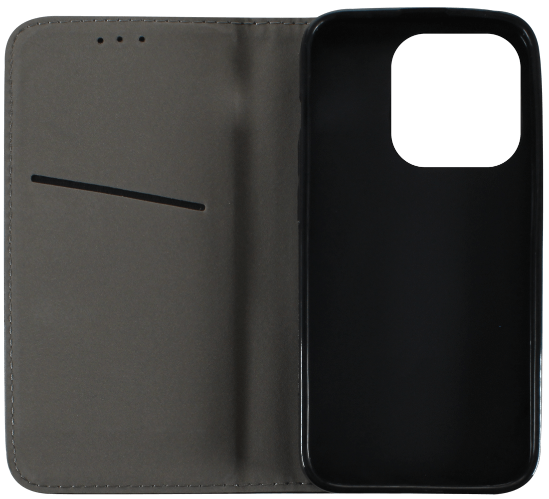 Apple iPhone 14 Pro oldalra nyíló flipes bőrtok asztali tartó funkciós fekete