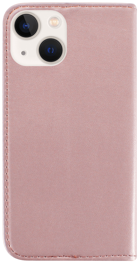 Apple iPhone 14 oldalra nyíló flipes bőrtok asztali tartó funkciós rozéarany