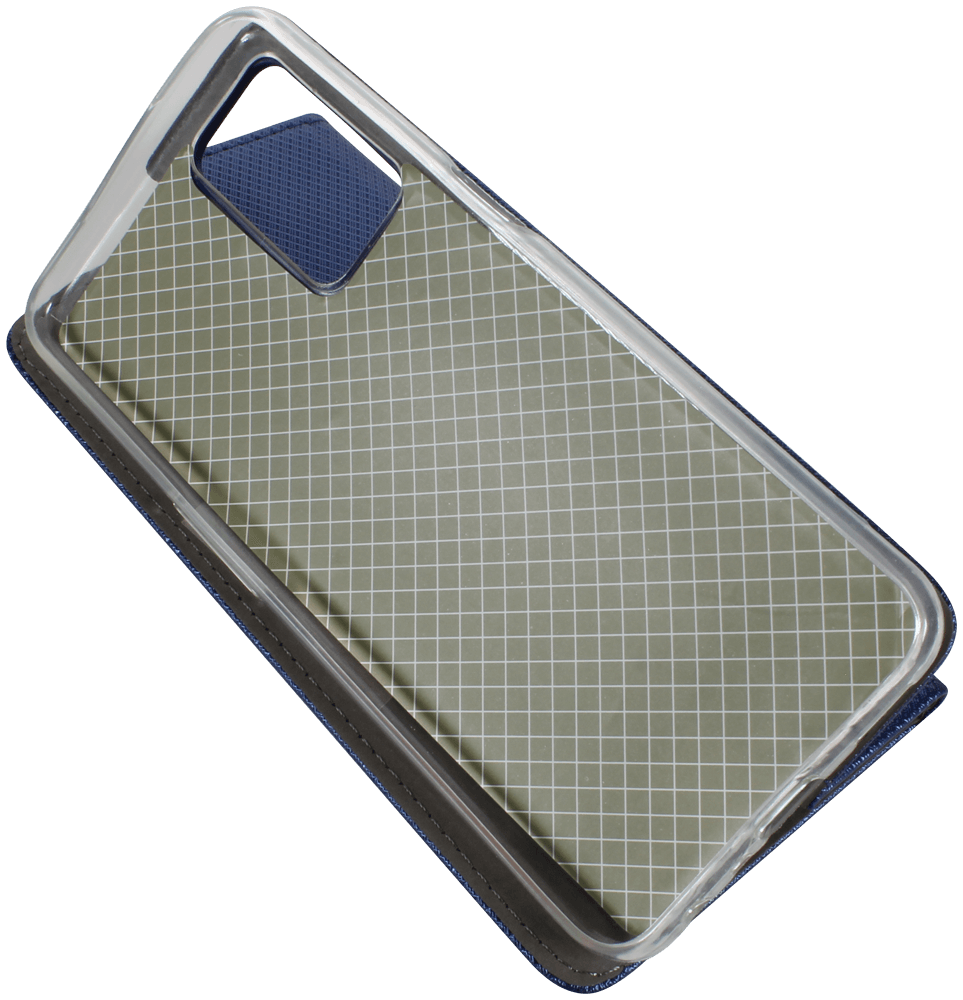 Oppo A16s oldalra nyíló flipes bőrtok rombusz mintás sötétkék