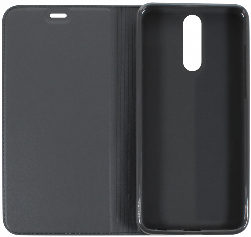 Huawei Mate 10 Lite oldalra nyíló flipes bőrtok elől-hátul mágneses szürke