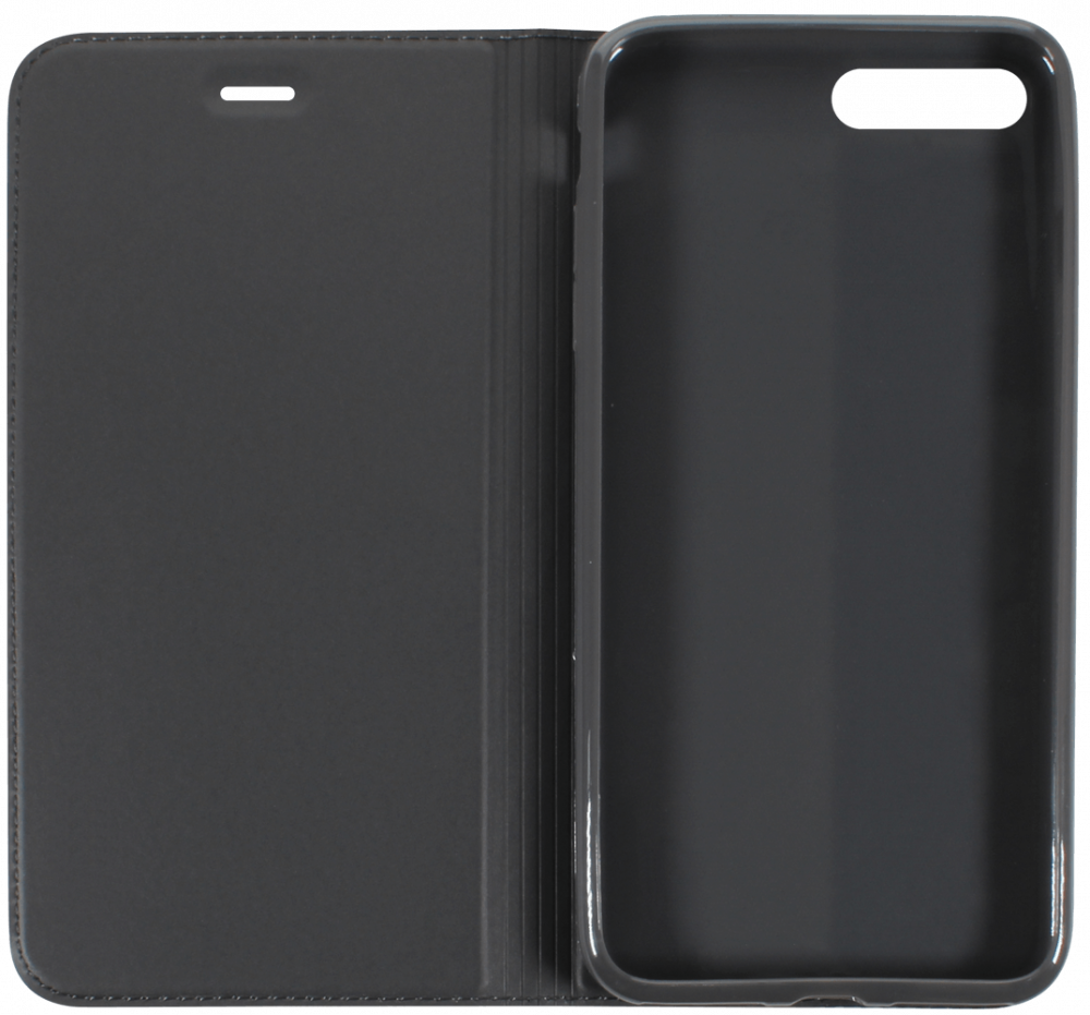 Apple iPhone 8 Plus oldalra nyíló flipes bőrtok elől-hátul mágneses szürke