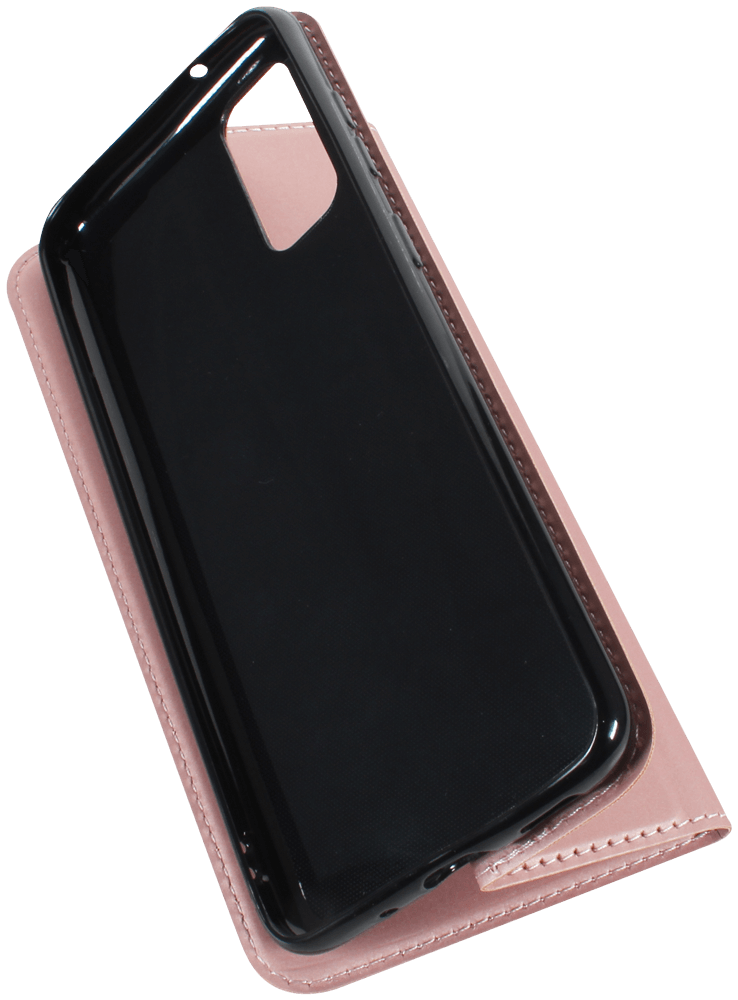 Samsung Galaxy S20 (SM-G980F) oldalra nyíló flipes bőrtok elől-hátul mágneses rozéarany