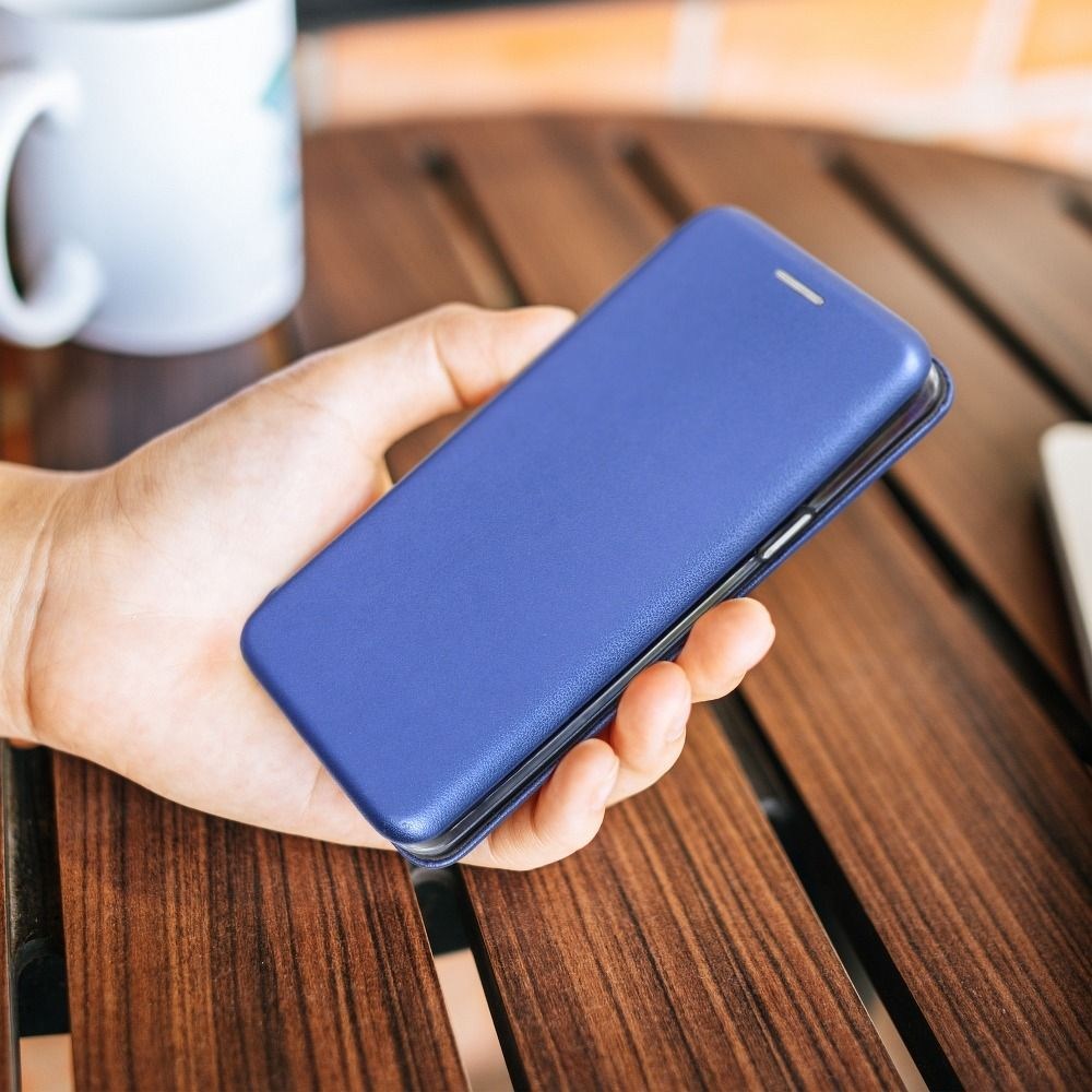 Samsung Galaxy Note 10 Plus oldalra nyíló mágneses flipes bőrtok prémium minőség sötétkék