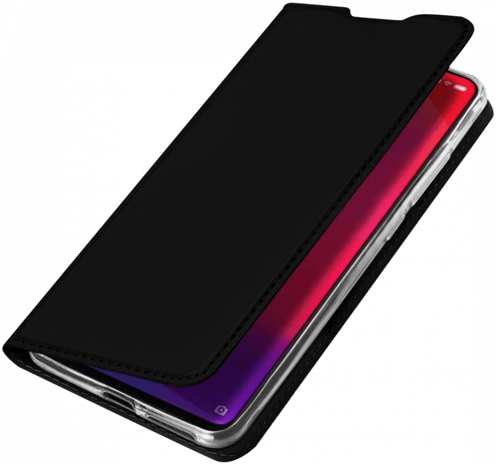Samsung Galaxy S10e (SM-G970) oldalra nyíló flipes bőrtok elől-hátul mágneses fekete
