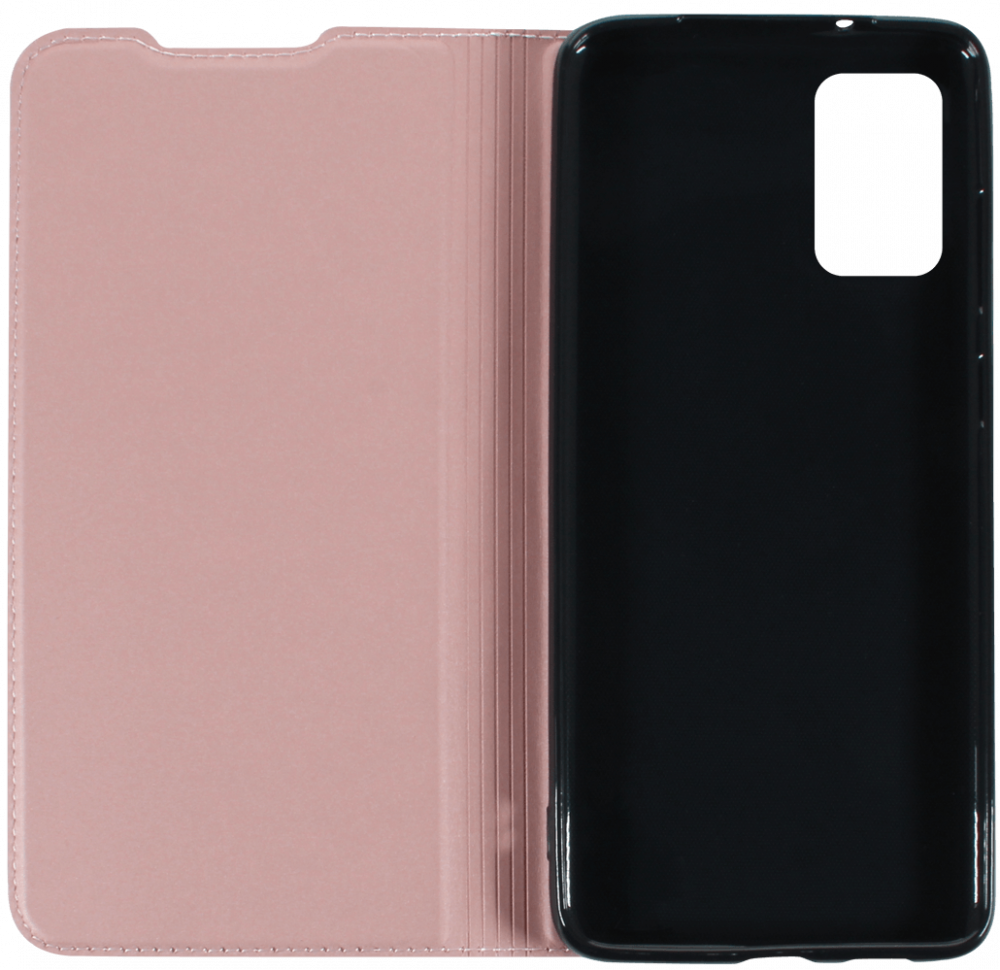Samsung Galaxy S20 Plus (SM-G985F) oldalra nyíló flipes bőrtok elől-hátul mágneses rozéarany