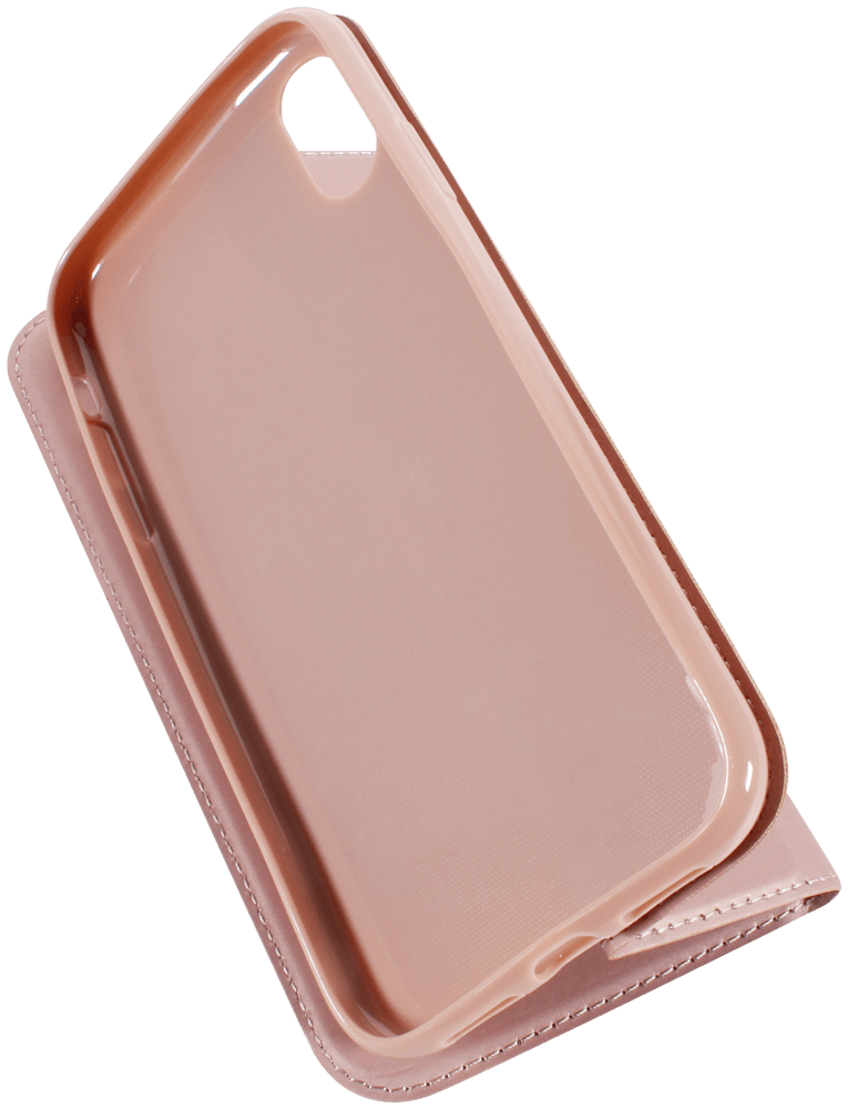 Apple iPhone XR oldalra nyíló flipes bőrtok elől-hátul mágneses rozéarany