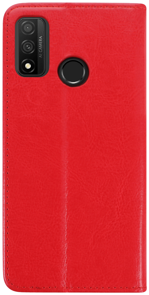 Huawei P Smart 2020 oldalra nyíló flipes bőrtok valódi bőr piros