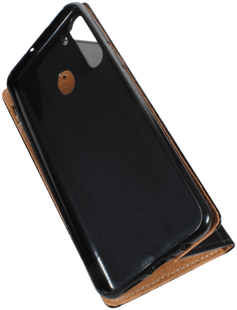 Samsung Galaxy A21 (SM-A210F) oldalra nyíló flipes bőrtok valódi bőr fekete