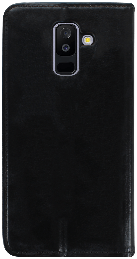 Samsung Galaxy A6 Plus 2018 Dual (A605) oldalra nyíló flipes bőrtok valódi bőr fekete