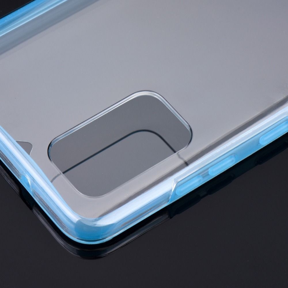 Samsung Galaxy S21 Ultra 5G (SM-G998B) kemény hátlap szilikon előlap kék kerettel 360 ° védelem átlátszó
