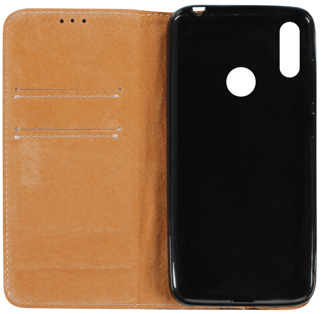 Huawei Y7 Prime 2019 oldalra nyíló flipes bőrtok valódi bőr fekete