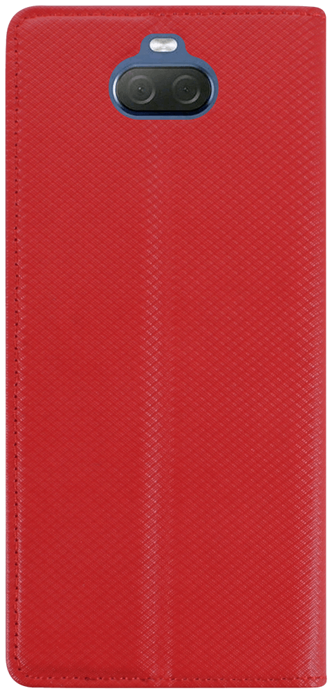 Sony Xperia 10 Plus oldalra nyíló flipes bőrtok rombusz mintás piros