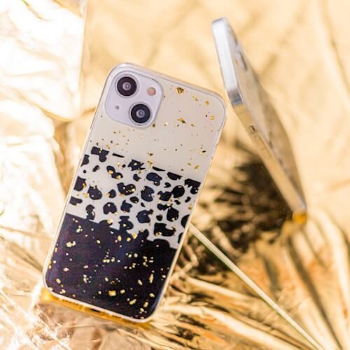 Samsung Galaxy A53 5G (SM-A5360) kemény hátlap kameravédővel Gold Glam Leopard