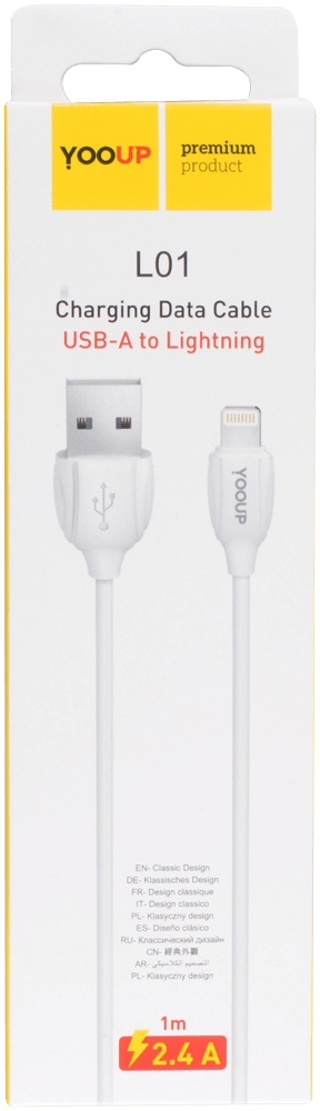 Apple iPhone 14 Pro Max adatkábel Prémium Lightning USB fehér