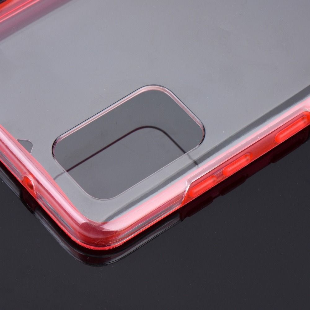 Samsung Galaxy S20 (SM-G980F) kemény hátlap szilikon előlap piros kerettel 360 ° védelem átlátszó