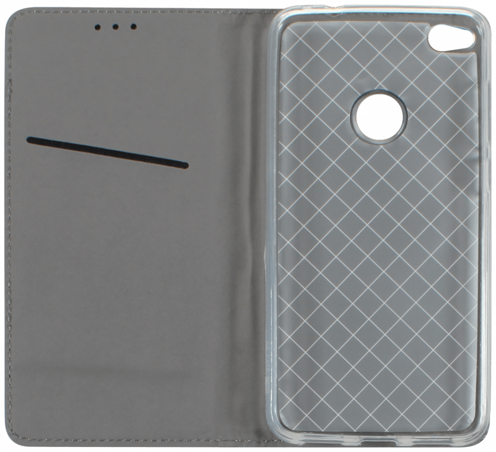 Huawei P9 Lite 2017 oldalra nyíló flipes bőrtok rombusz mintás ezüst