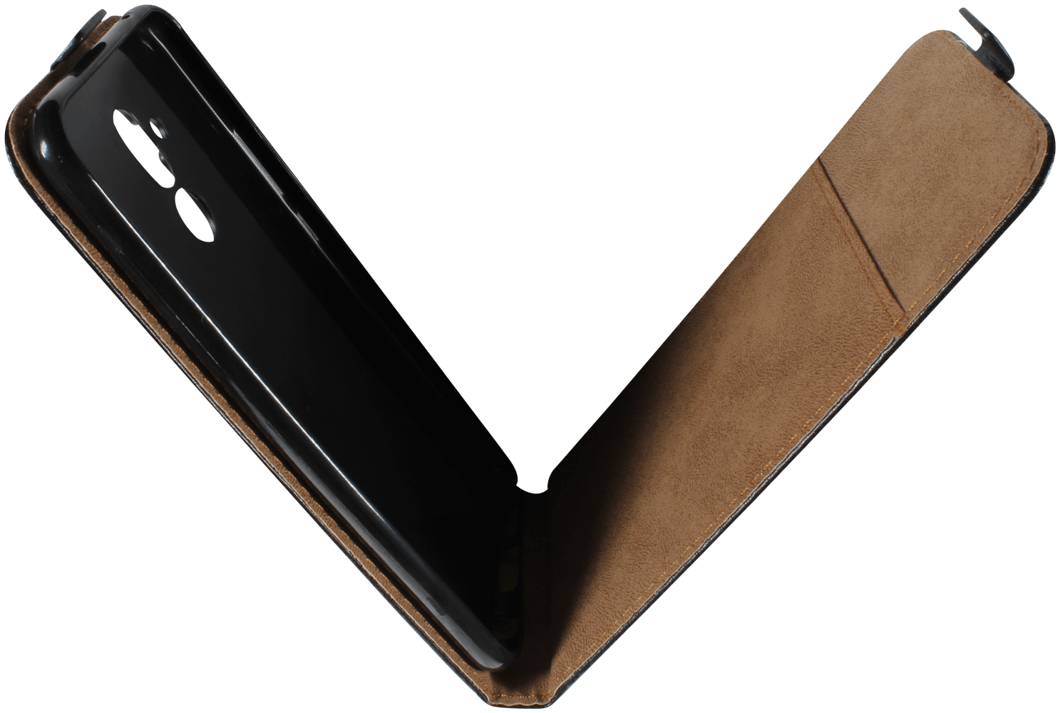 Huawei Mate 20 Lite lenyíló flipes bőrtok fekete