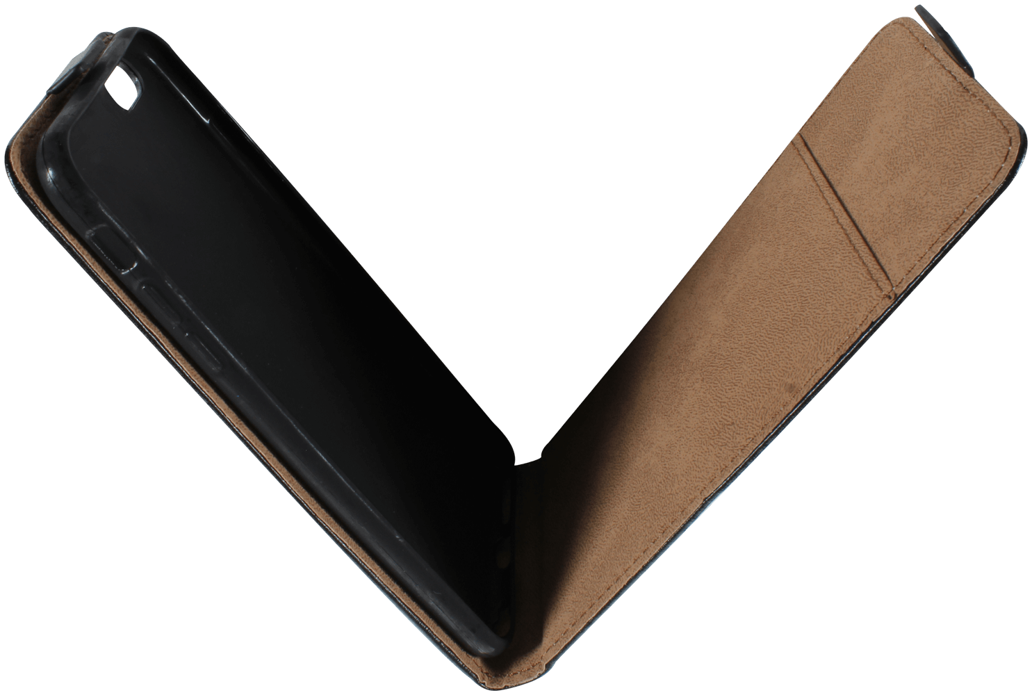 Apple iPhone 6 Plus lenyíló flipes bőrtok fekete