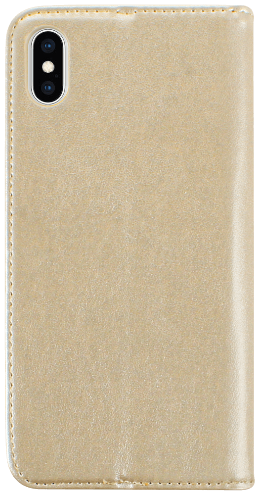 Apple iPhone XS Max oldalra nyíló flipes bőrtok asztali tartó funkciós arany
