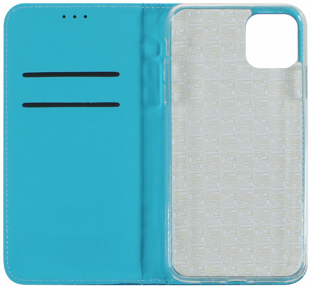 Apple iPhone 11 Pro Max oldalra nyíló flipes bőrtok csillámos kék