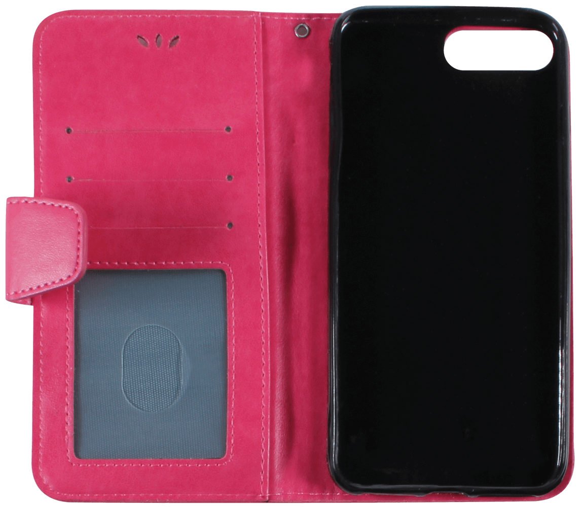 Apple iPhone 8 Plus oldalra nyíló flipes bőrtok csuklópánt magenta