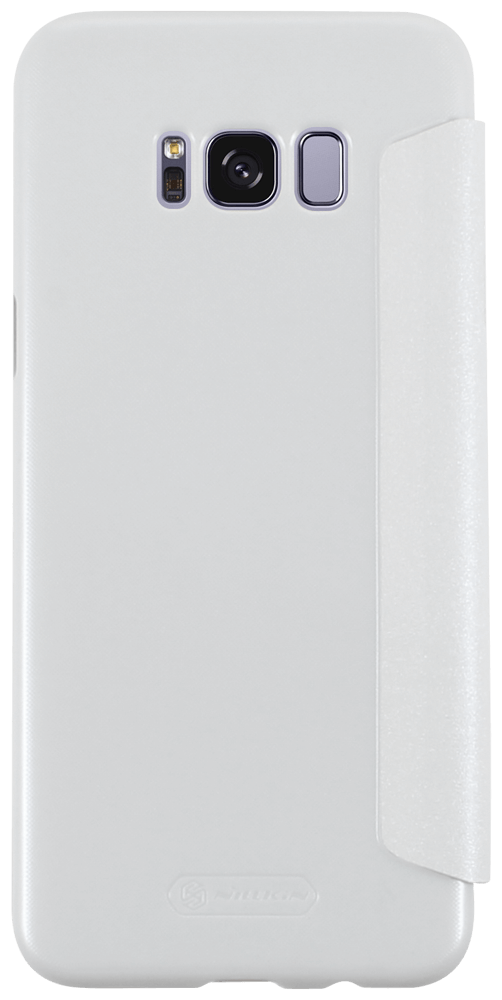 Samsung Galaxy S8 Plus (G955) oldalra nyíló flipes műanyag tok gyári NILLKIN mikroszálas bőr flip fehér