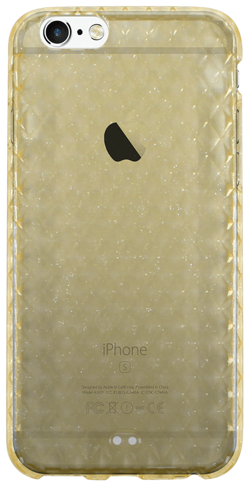 Apple iPhone 6 szilikon tok csillogós rombusz mintás átlátszó sárga
