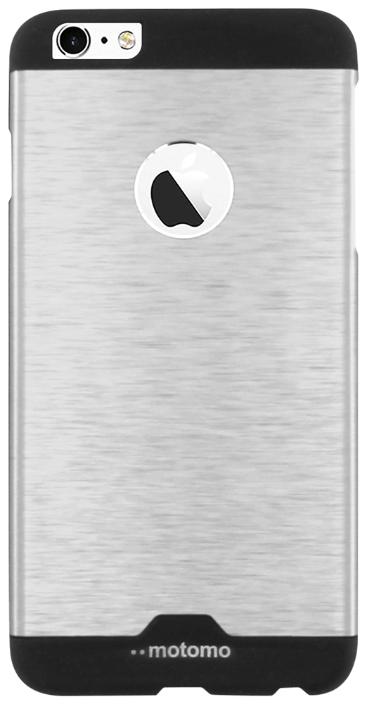 Apple iPhone 6S Plus kemény hátlap logó kihagyós alul-felül fekete sáv ezüst