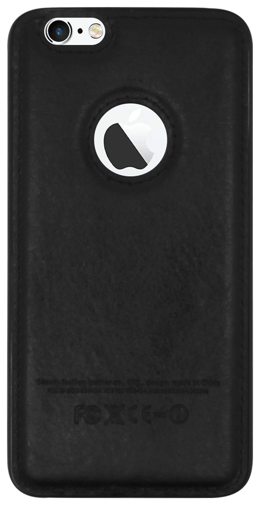 Apple iPhone 6 kemény hátlap logó kihagyós bőrbevonatú fekete