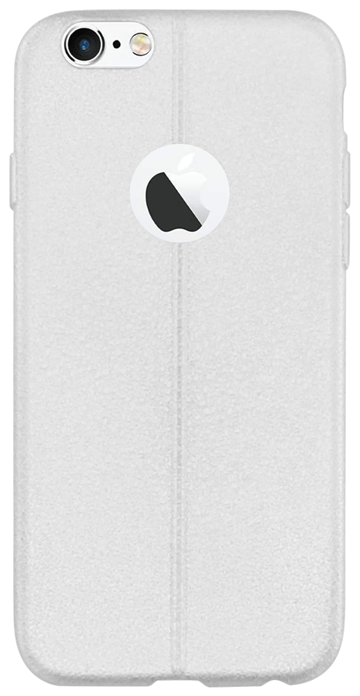 Apple iPhone 6 szilikon tok logó kihagyós bőrhatású ezüst