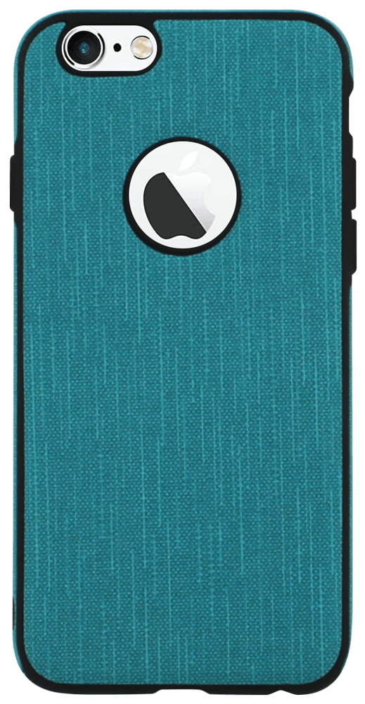 Apple iPhone 6 szilikon tok logó kihagyós szövetminta kék