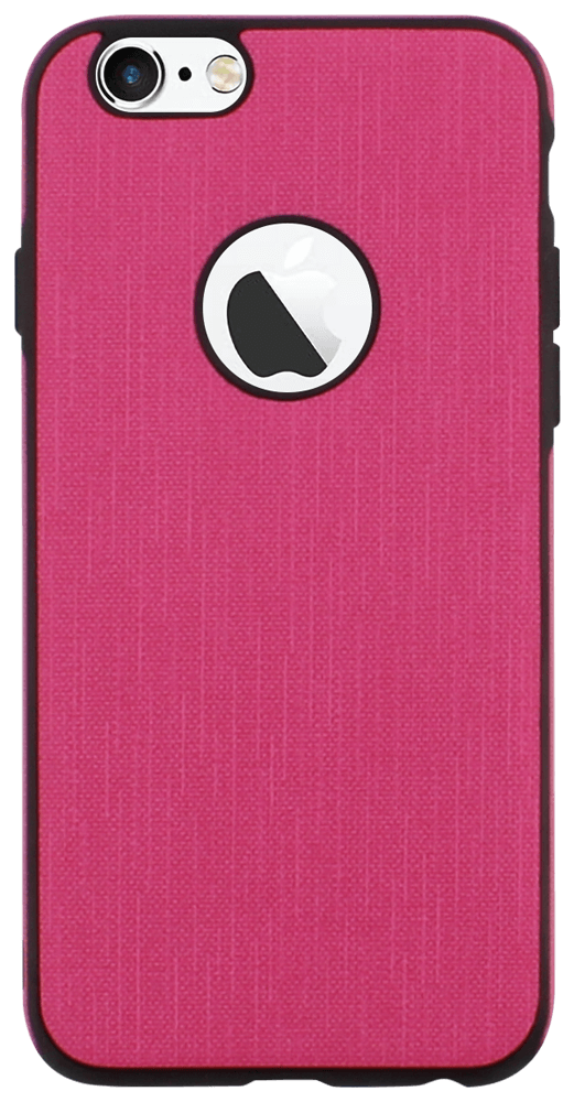 Apple iPhone 6S szilikon tok logó kihagyós szövetminta rózsaszín