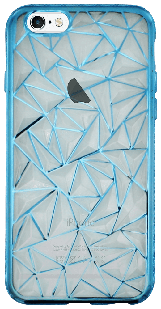 Apple iPhone 6 szilikon tok kék kerettel háromszög minta átlátszó