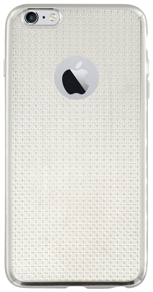 Apple iPhone 6 Plus szilikon tok logónál átlátszó ezüst színű kerettel átlátszó