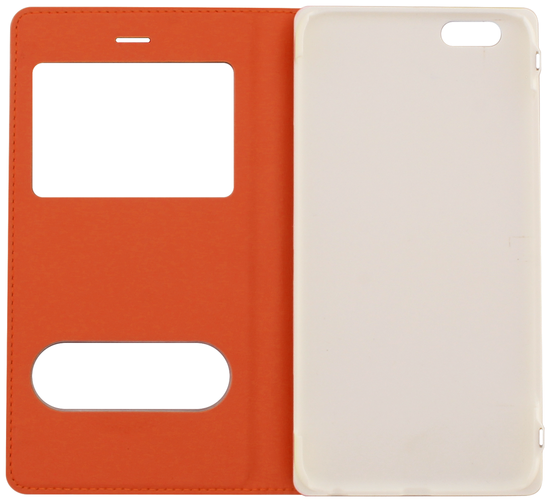 Apple iPhone 6 Plus oldalra nyíló flipes bőrtok S-View Cover narancssárga