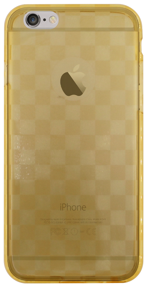 Apple iPhone 6S szilikon tok logónál átlátszó sakktábla minta átlátszó sárga