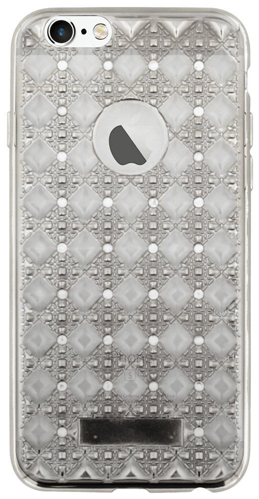 Apple iPhone 6S szilikon tok logónál átlátszó rombusz mintás átlátszó/ezüst