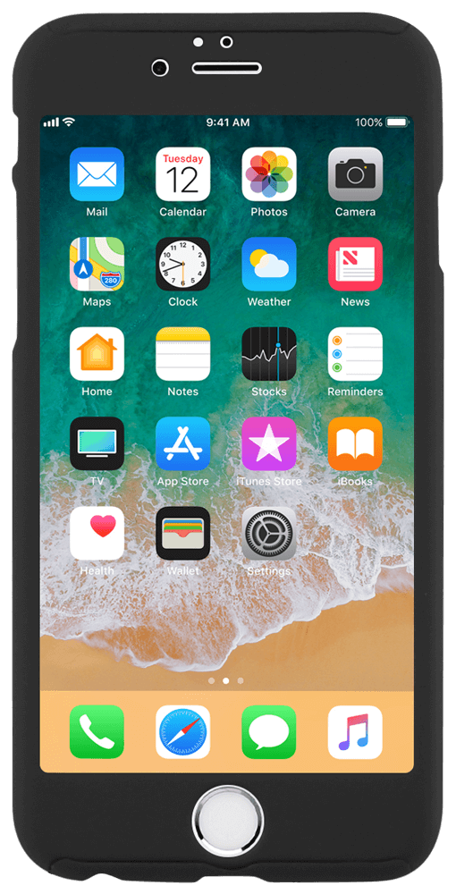 Apple iPhone 6 kemény hátlap logó kihagyós 360 ° védelem fekete