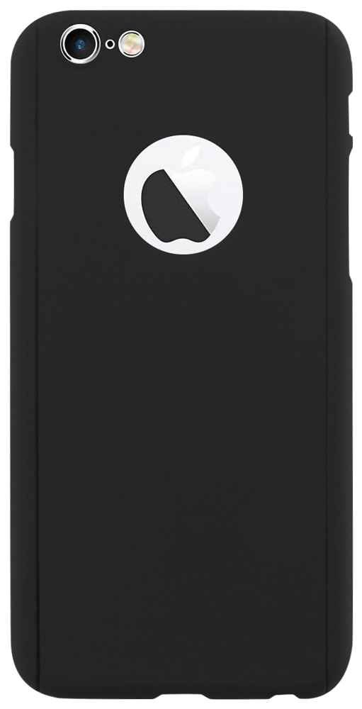 Apple iPhone 6 kemény hátlap logó kihagyós 360 ° védelem fekete
